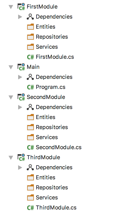 Modular application structure